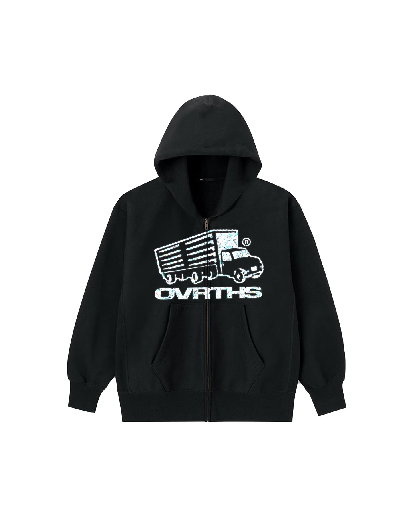 M/S OG Crystals Logo Zip Up Hoodie Black