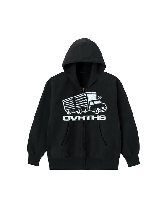M/S OG Crystals Logo Zip Up Hoodie Black